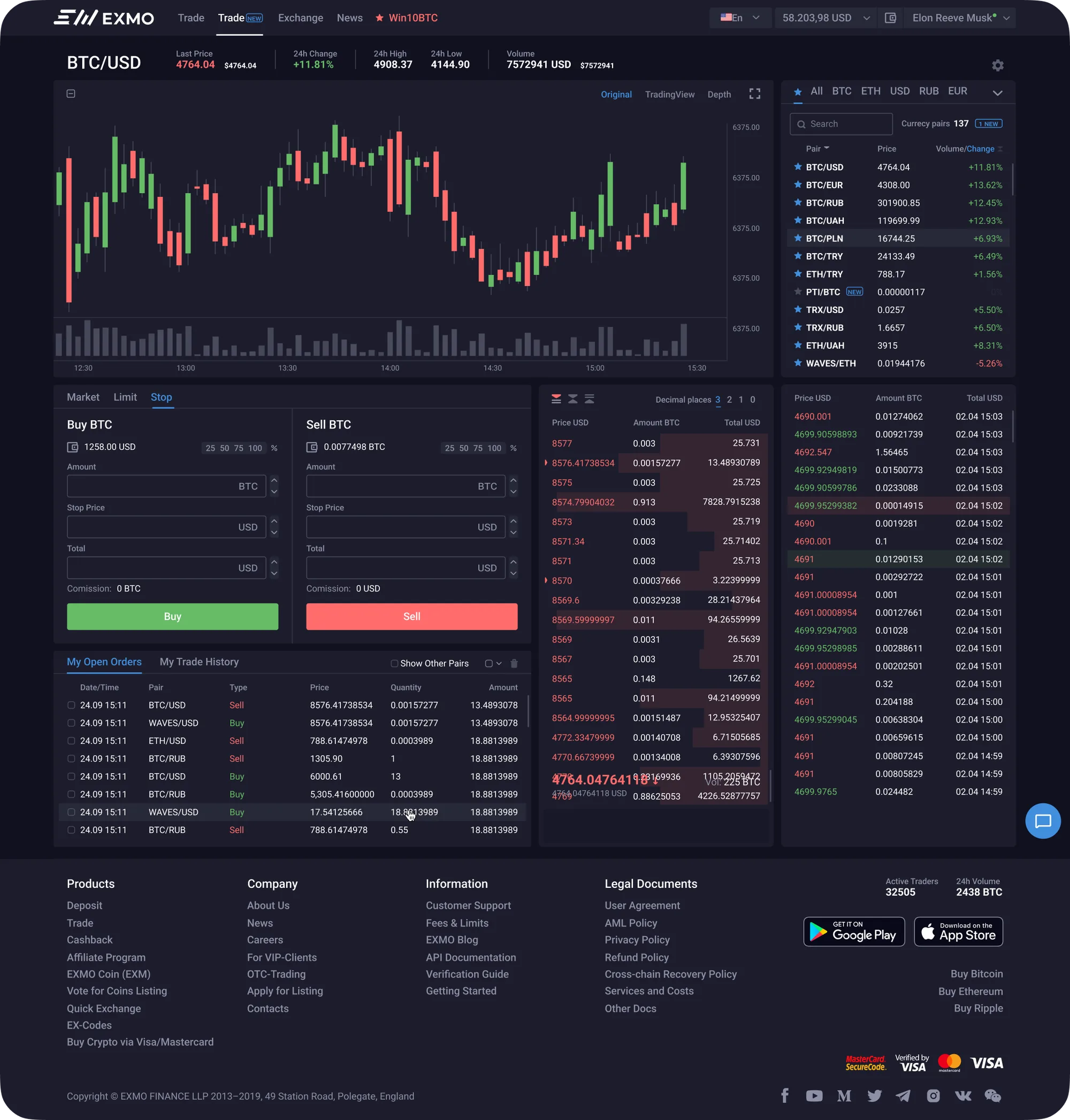 EXMO — terminal